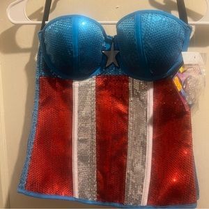 Super woman corset Halloween costume small! New with tags! Runs a bit big!